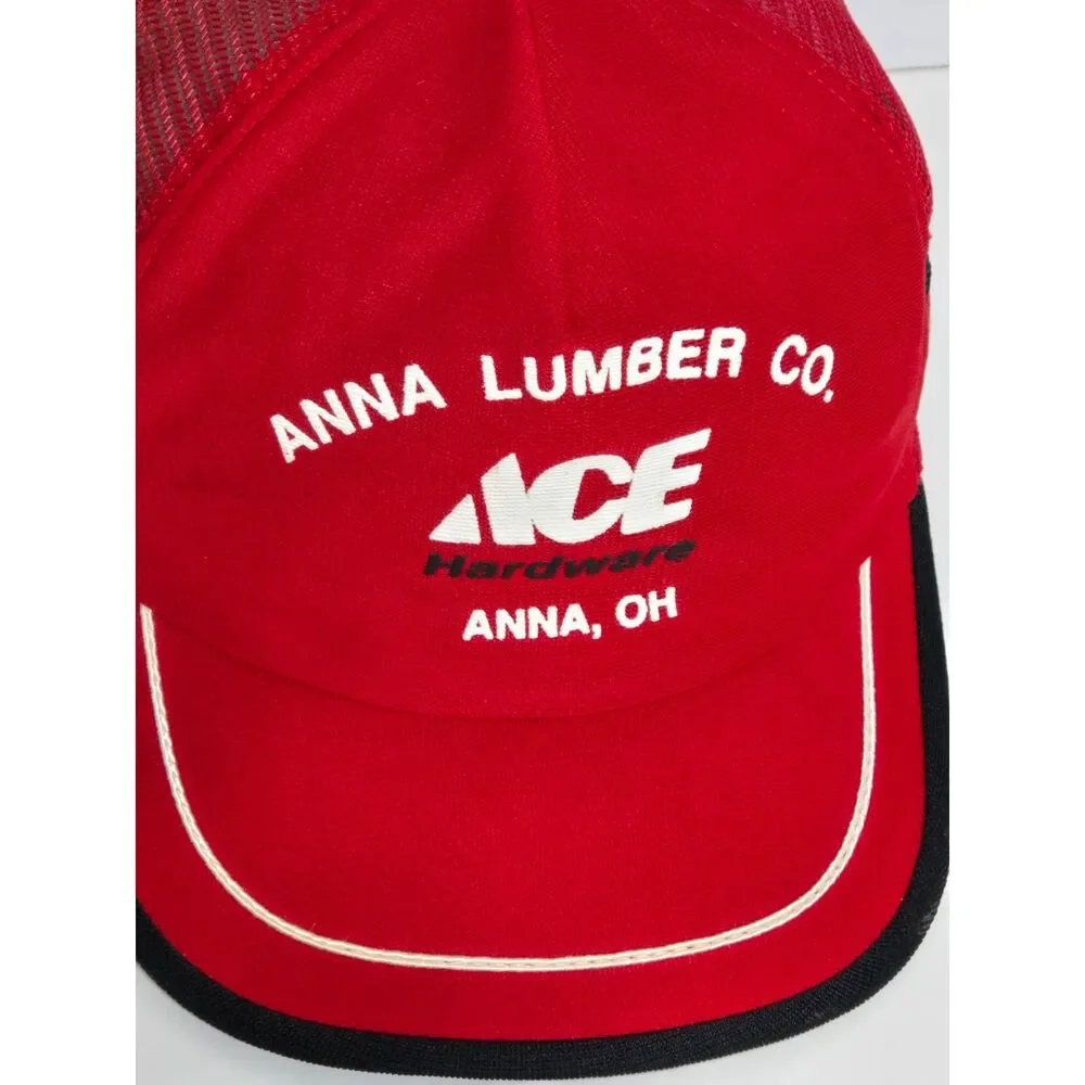 Ace Hardware SKM Vintage Hat | Adjustable Snapback | Red Anna Lumber Co Trucker